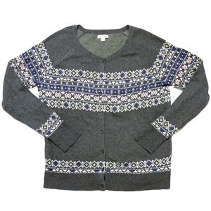 Merona Grey fair-isle insp Cardigan Sweater